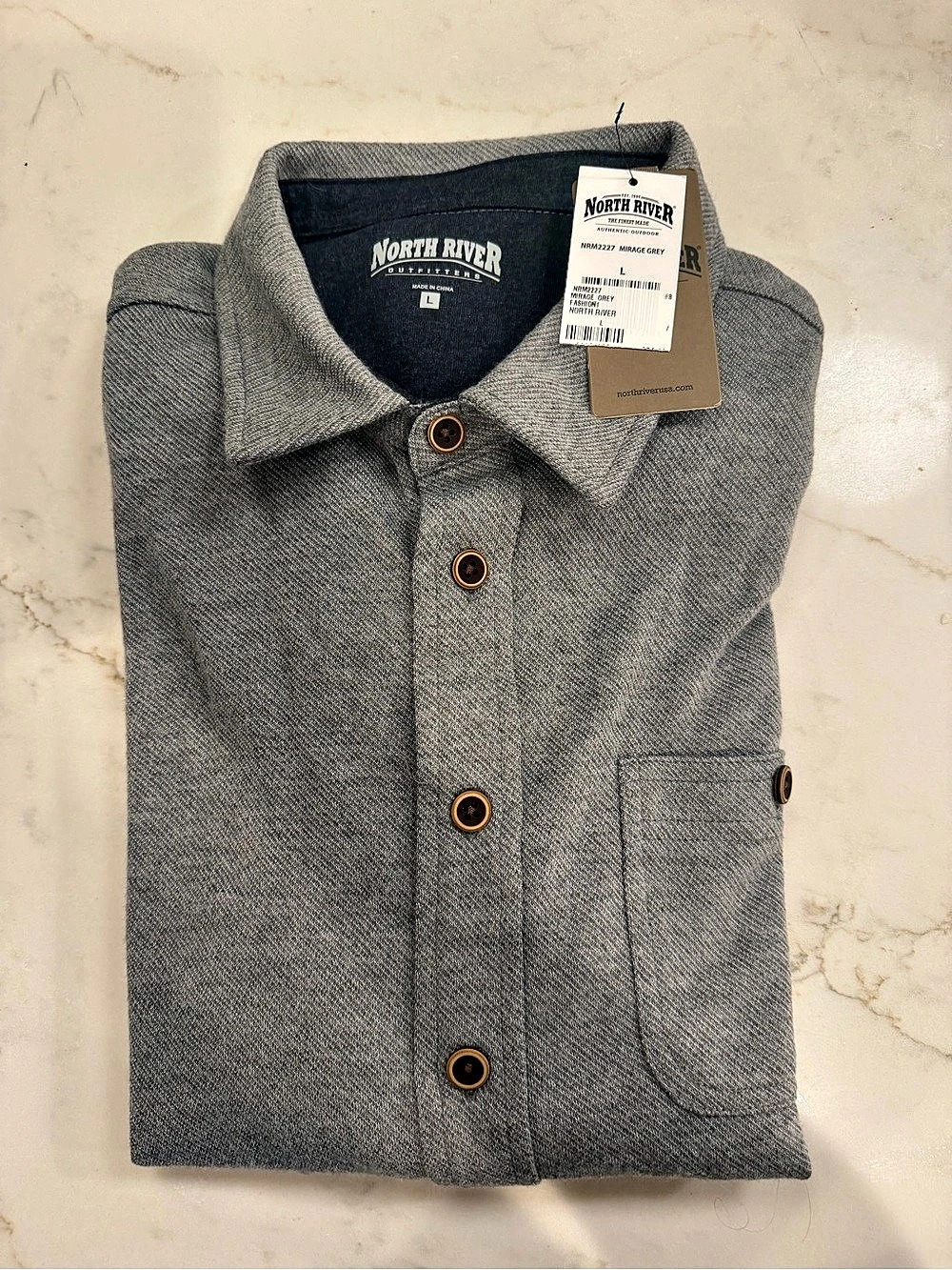 North River Casual Button Down Shirt Gray Size Large NWT